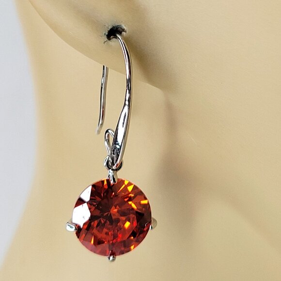 Orange Crystal Dangle Earrings - Picture 2 of 7